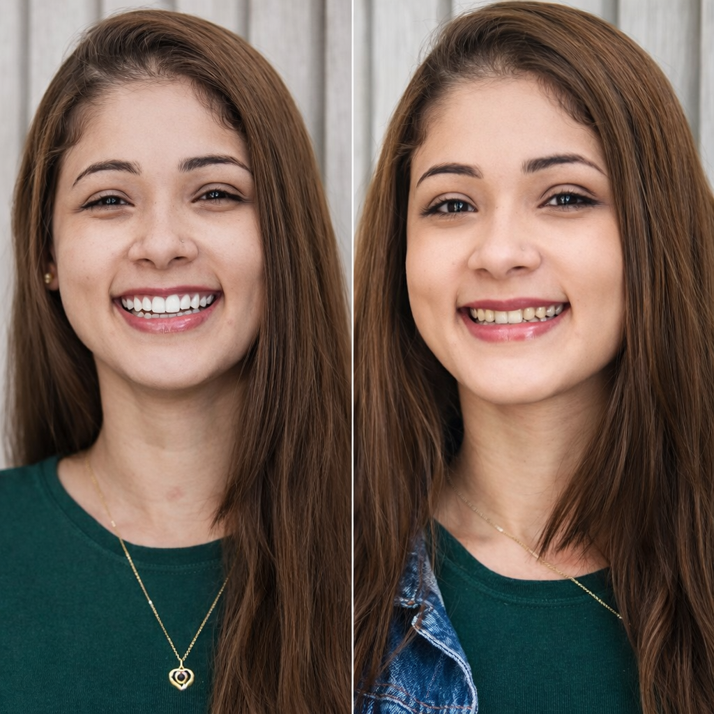 Antes e depois lentes de resina