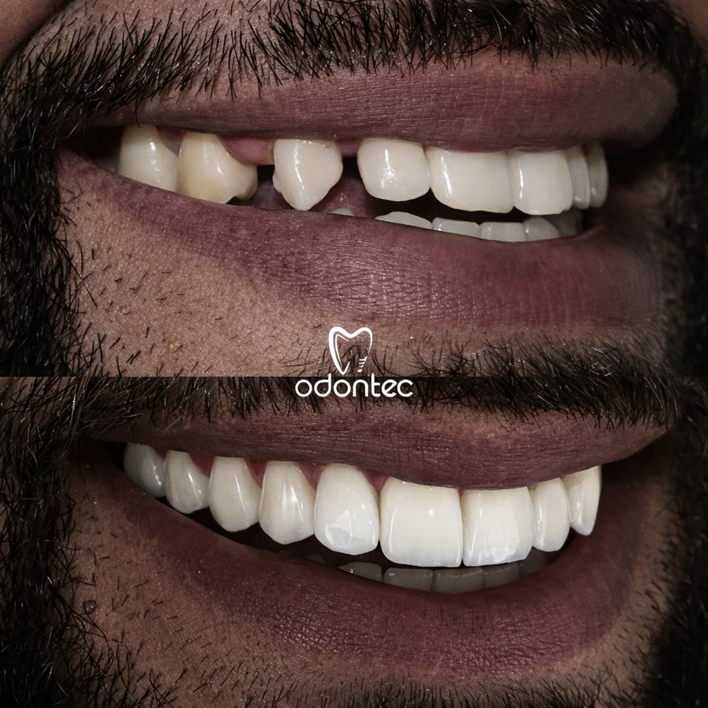 Antes e depois lentes de resina